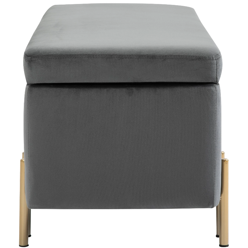 Nancy's Allendale Hocker - Voetenbank - Kruk - Opbergruimte - Gestoffeerd - Donkergrijs - ± 100 x 40 x 40 cm