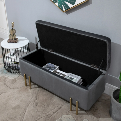 Nancy's Allendale Hocker - Footstool - Stool - Storage space - Upholstered - Dark gray - Iron - 100 x 40 x 42 cm