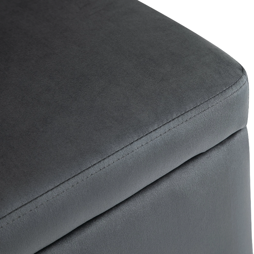 Nancy's Allendale Hocker - Voetenbank - Kruk - Opbergruimte - Gestoffeerd - Donkergrijs - ± 100 x 40 x 40 cm