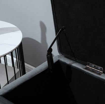 Nancy's Allendale Hocker - Footstool - Stool - Storage space - Upholstered - Dark gray - Iron - 100 x 40 x 42 cm