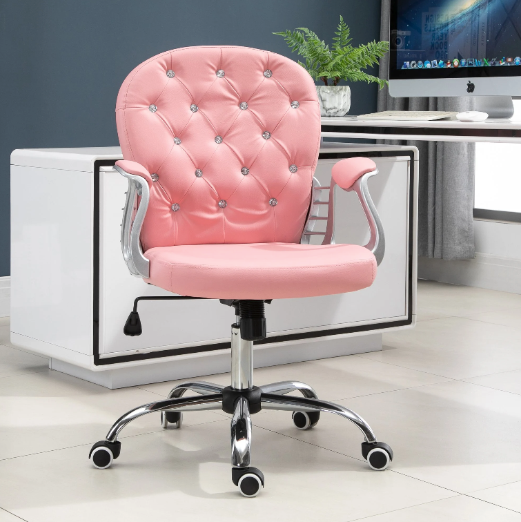 Nancy's Easley Bureaustoel - Directiestoel - Draaistoel - Ergonomisch - In Hoogte Verstelbaar - Roze