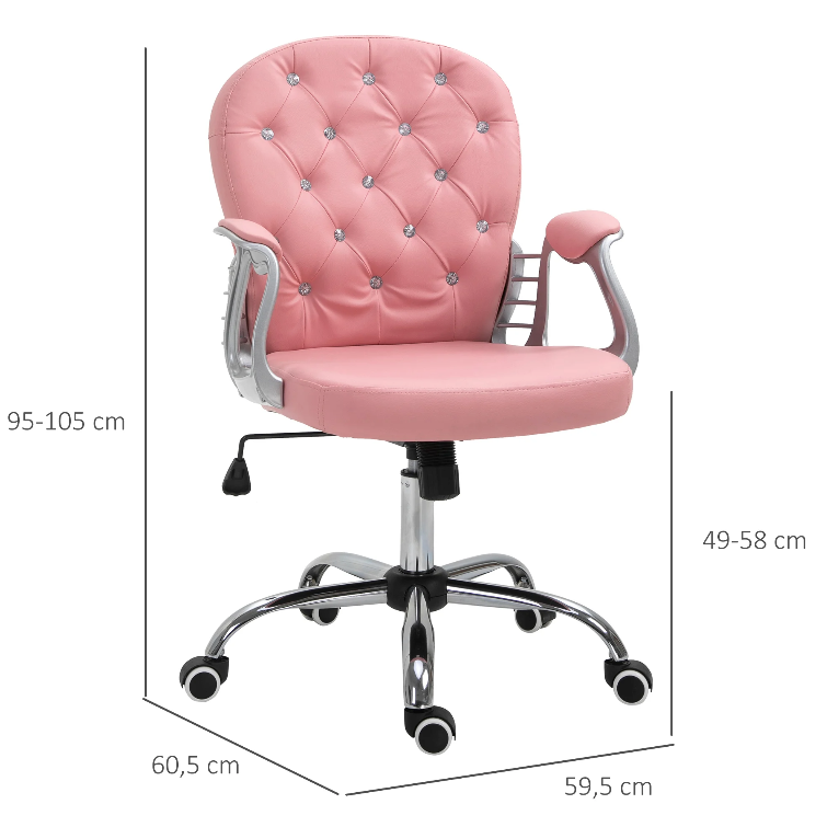 Nancy's Easley Bureaustoel - Directiestoel - Draaistoel - Ergonomisch - In Hoogte Verstelbaar - Roze