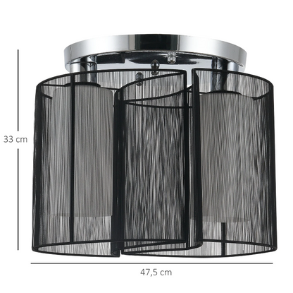 Nancy's Brambleton Plafondlamp - Plafondverlichting - 2 Lampenkappen - Zwart - Staal / Glas / Stof