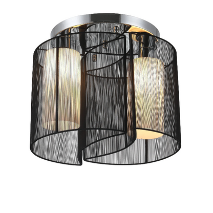 Nancy's Brambleton Plafondlamp - Plafondverlichting - 2 Lampenkappen - Zwart - Staal / Glas / Stof