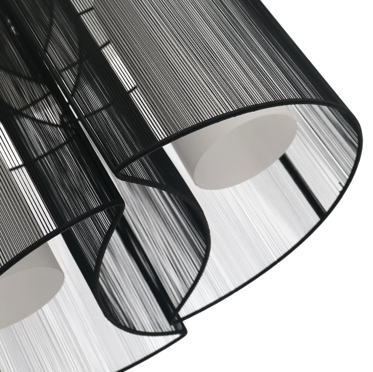 Nancy's Brambleton Plafondlamp - Plafondverlichting - 2 Lampenkappen - Zwart - Staal / Glas / Stof