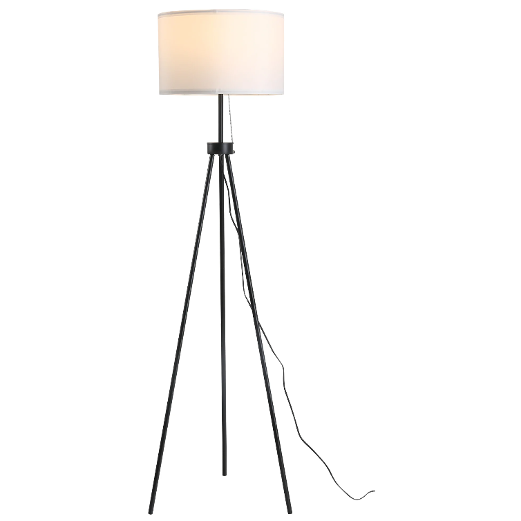Lampadaire Nancy's DeBary - Lampe sur pied - Trépied - E27 - Acier - Noir - 37 x 37 x 152 cm