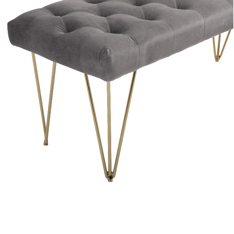 Nancy's East Ridge Zitbank - Eetkamerbank - Gestoffeerde Bank - Fluweel - Staal - Grijs - ± 115 x 45 x 50 cm