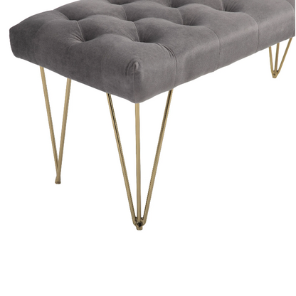 Nancy's East Ridge Zitbank - Eetkamerbank - Gestoffeerde Bank - Fluweel - Staal - Grijs - ± 115 x 45 x 50 cm