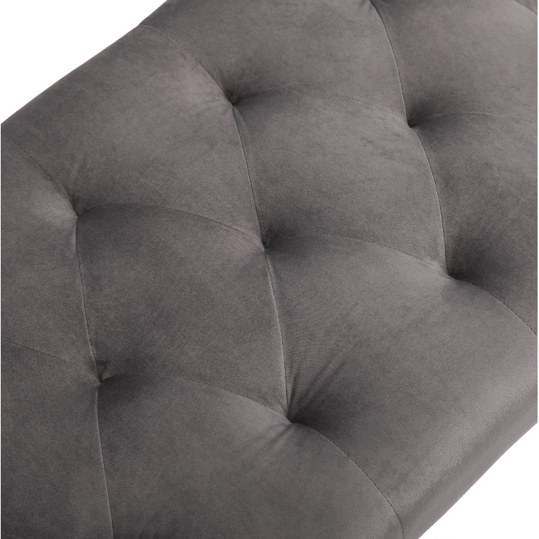 Nancy's East Ridge Zitbank - Eetkamerbank - Gestoffeerde Bank - Fluweel - Staal - Grijs - ± 115 x 45 x 50 cm