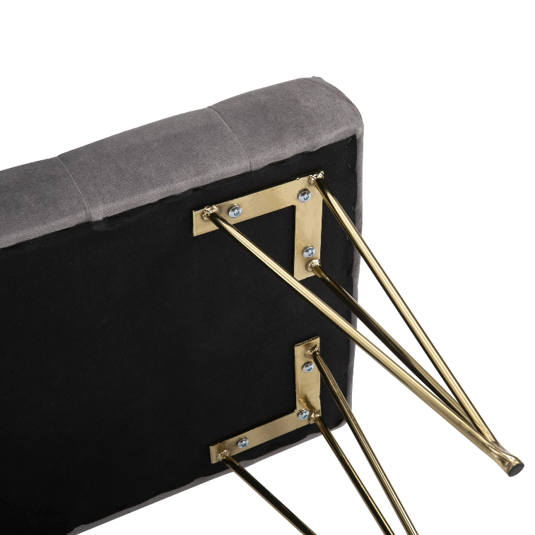 Nancy's East Ridge Zitbank - Eetkamerbank - Gestoffeerde Bank - Fluweel - Staal - Grijs - ± 115 x 45 x 50 cm