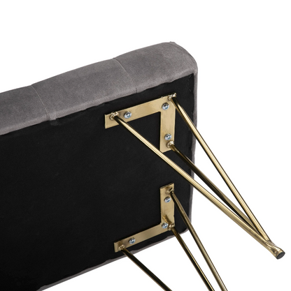 Nancy's East Ridge Zitbank - Eetkamerbank - Gestoffeerde Bank - Fluweel - Staal - Grijs - ± 115 x 45 x 50 cm