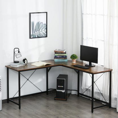 Nancy's Bonney Lake Hoekbureau - Computertafel - L-Vormig - Desktopstandaard - Industrieel - Bewerkt Hout - Bruin - Zwart - 150 x 150 x 75 cm