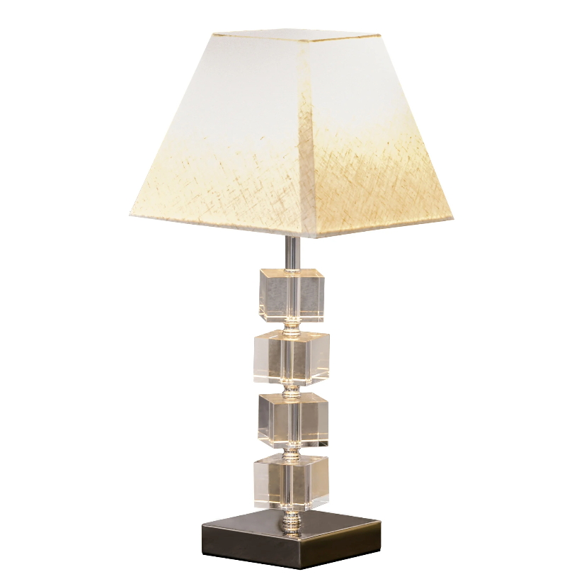 Lampe de table Nancy's Swansboro - Cristaux rotatifs - Sphère - Abat-jour en tissu - Base en métal - Crème - Métal - Tissu - 20 x 20 x 47 cm