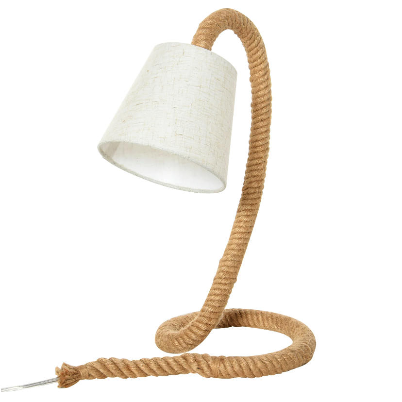 Nancy's Hunters Creek Table Lamp - Modern - Hemp Rope - Linen Look - Lampshade - E14 - Brown - Cream - 29.5 x 21 x 43.5 cm 