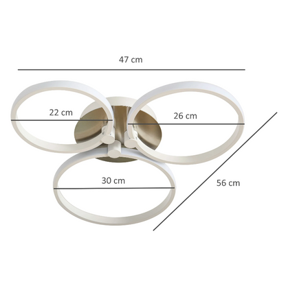 Nancy's Tukwila Plafondlamp - Drie Cirkels - Metaal - Modern - Aluminium - Acryl - Wit - 56 x 46 x 8 cm
