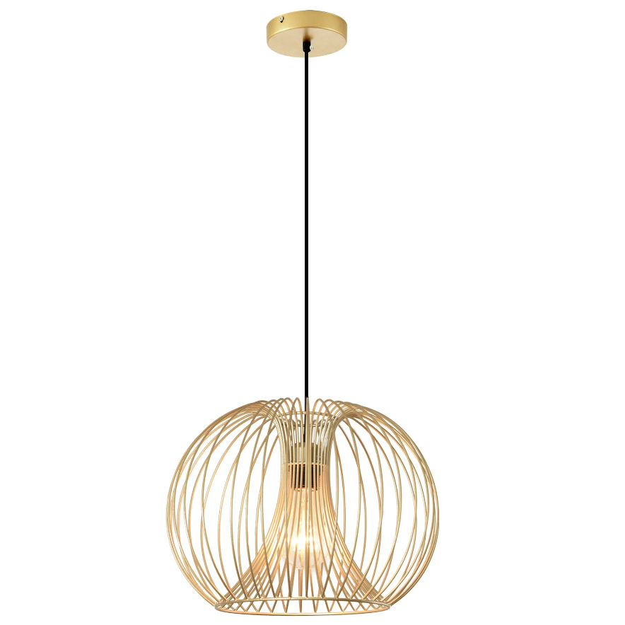 Nancy's Warrenville Hanglamp - Plafondlamp - Hangverlichting - Modern - E27 - 40W - Staal - Goud