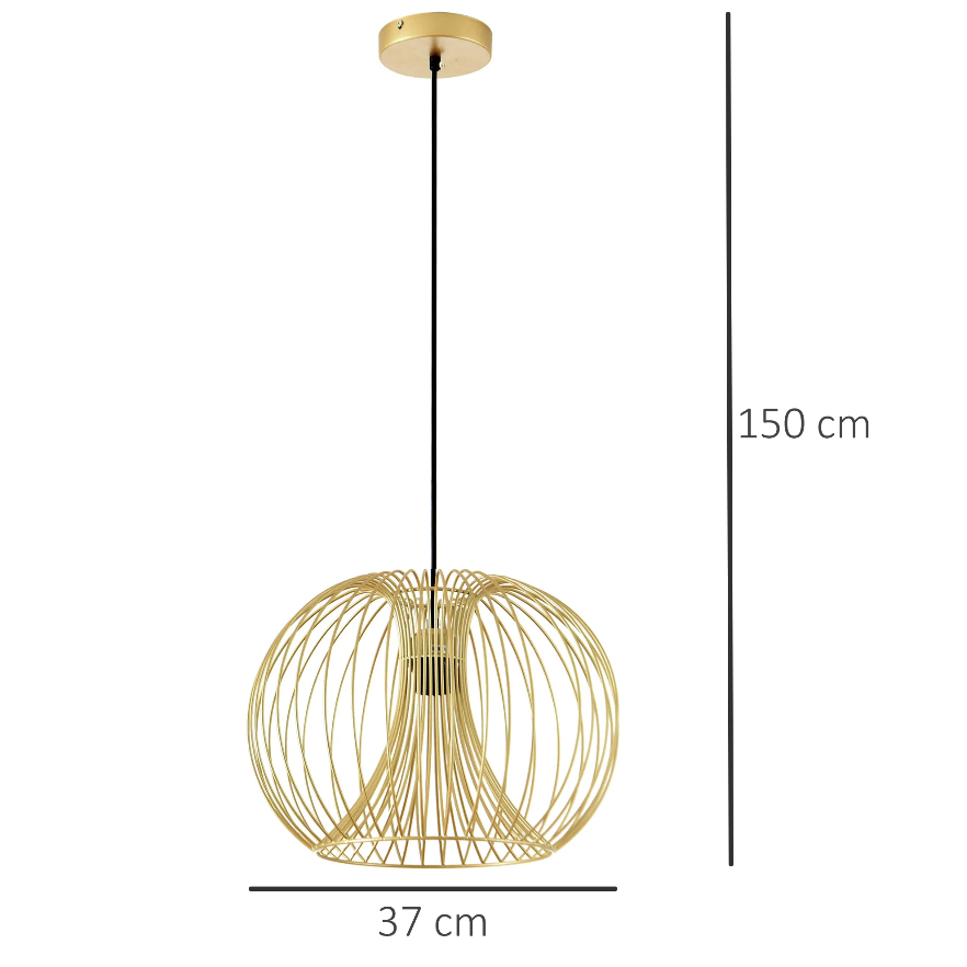 Nancy's Warrenville Hanglamp - Plafondlamp - Hangverlichting - Modern - E27 - 40W - Staal - Goud