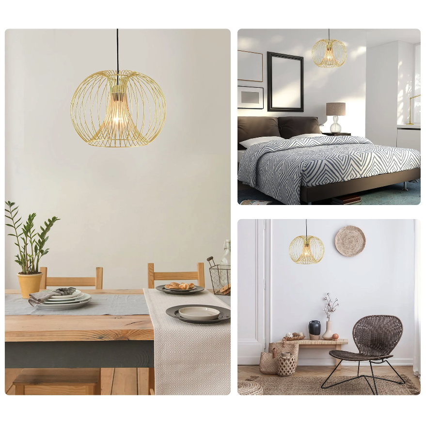 Nancy's Warrenville Hanglamp - Plafondlamp - Hangverlichting - Modern - E27 - 40W - Staal - Goud