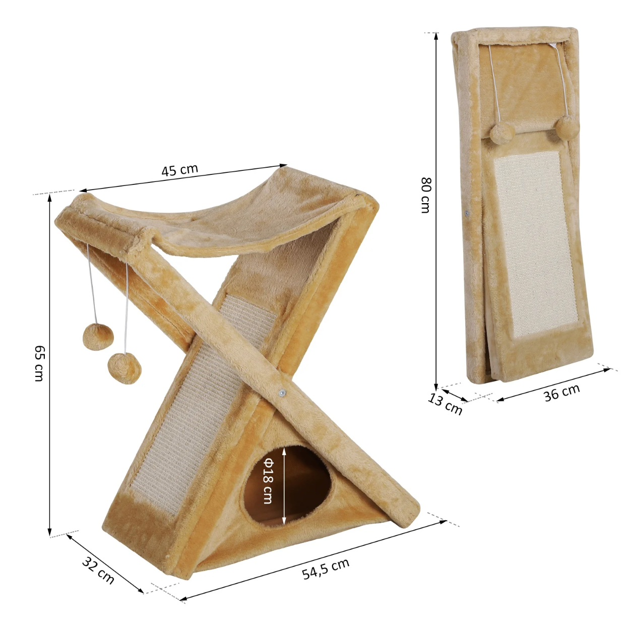 Nancy's Placentia Krabpaal - Kattenboom - Grot - Hangmat - Sisal - Bewerkt Hout - Geel - 50 x 32 x 65 cm