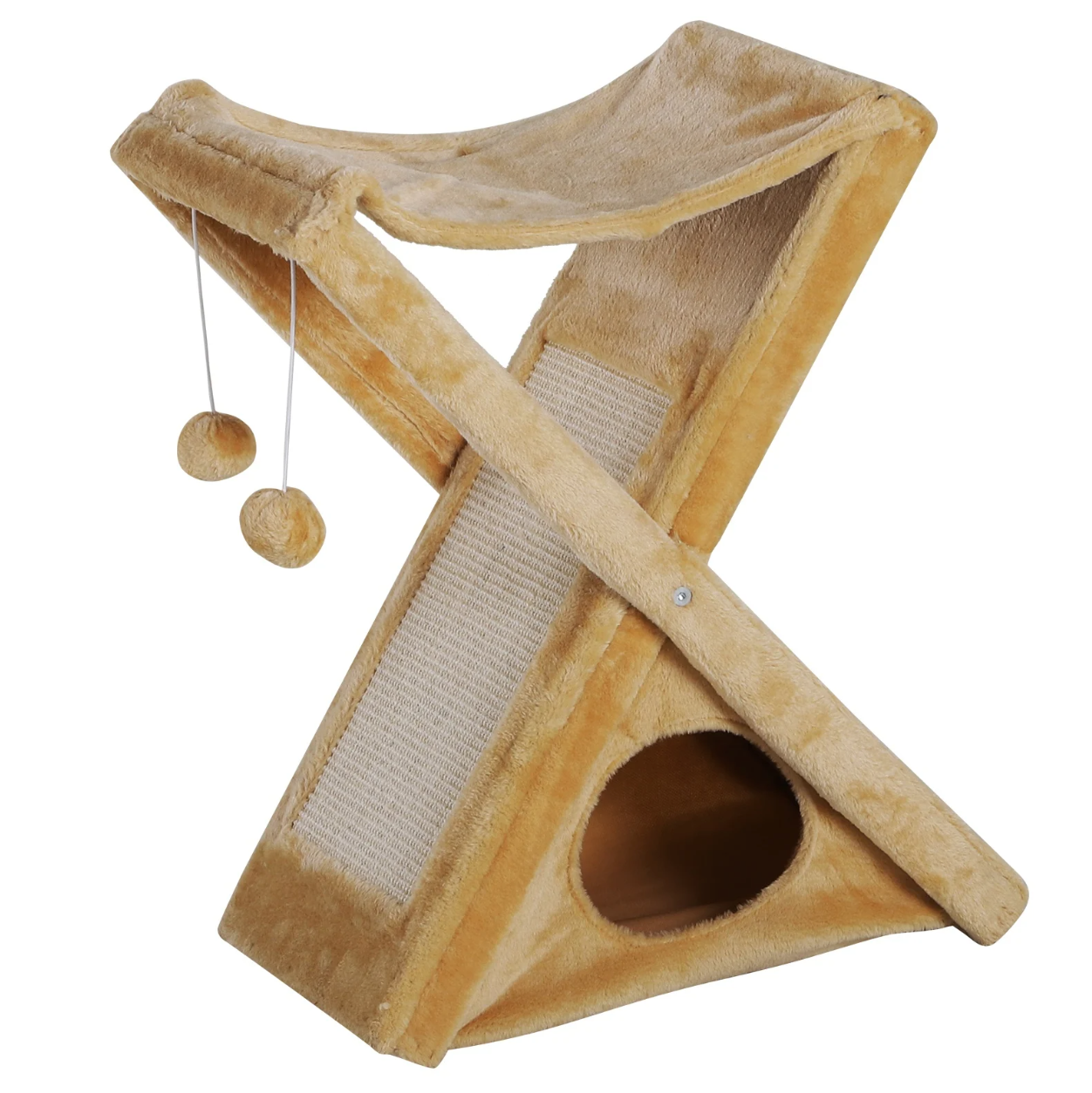 Nancy's Placentia Krabpaal - Kattenboom - Grot - Hangmat - Sisal - Bewerkt Hout - Geel - 50 x 32 x 65 cm
