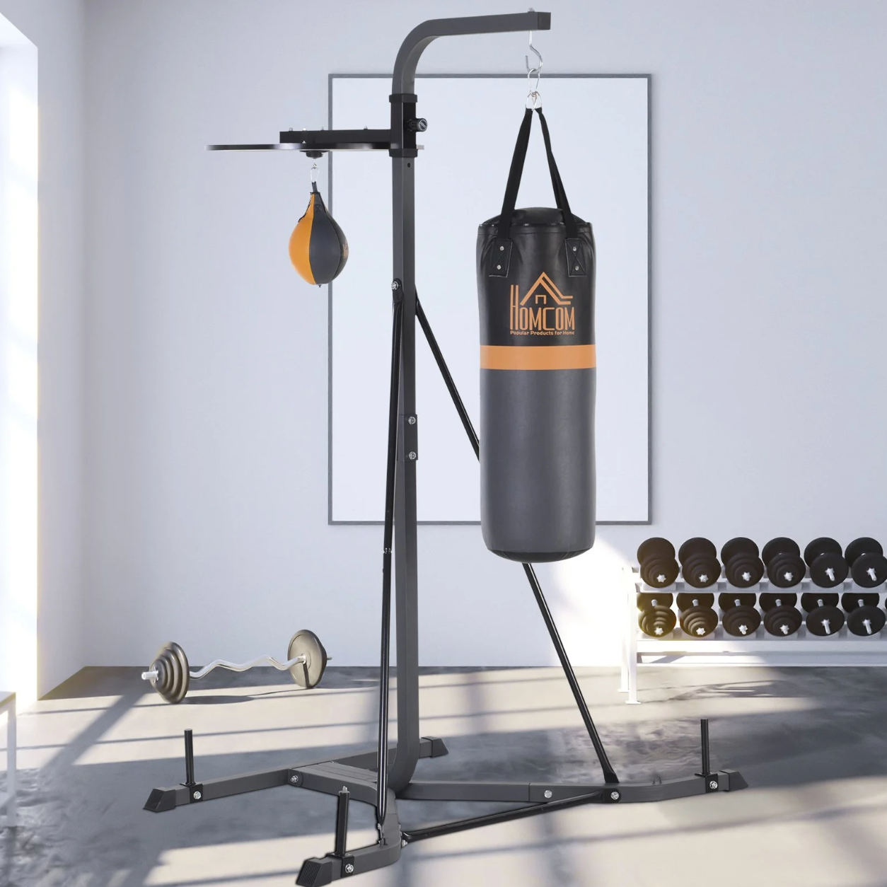 Nancy's Forney Punching Bag Holder - Punching Bag Stand - With Punching Ball - 100 KG - Steel - 104 x 156 x 202 cm 
