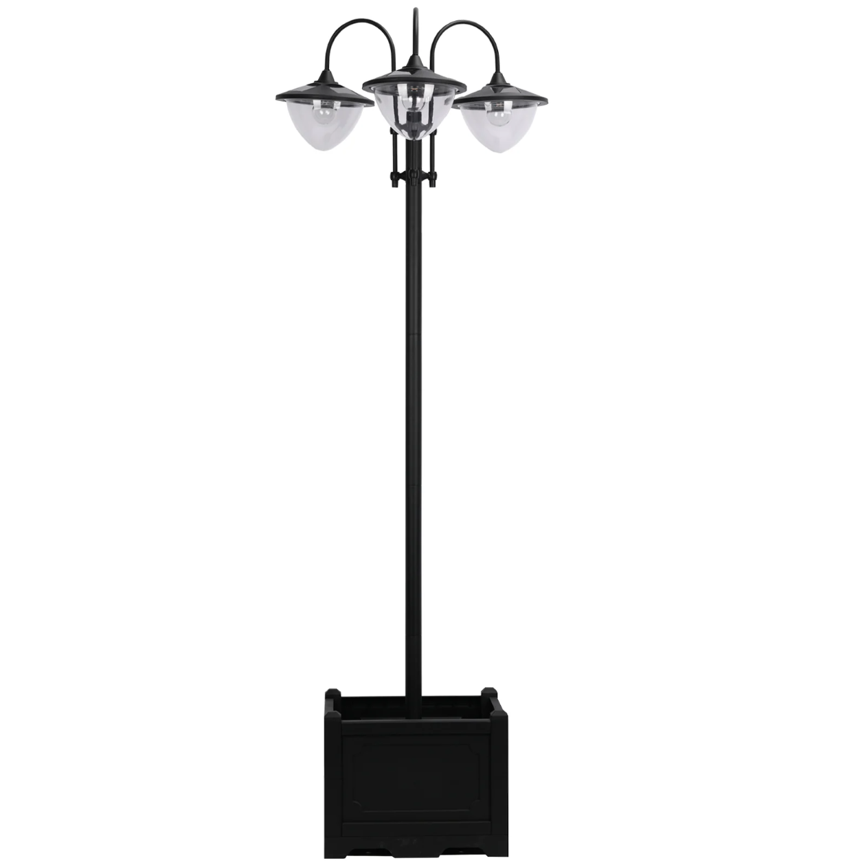 Nancy's Azusa Tuinlamp - Buitenverlichting - Solarlight - 3-Kops - Bloempotvoet - Waterdicht - RVS -  Zwart - 60 x 55 x 189 cm