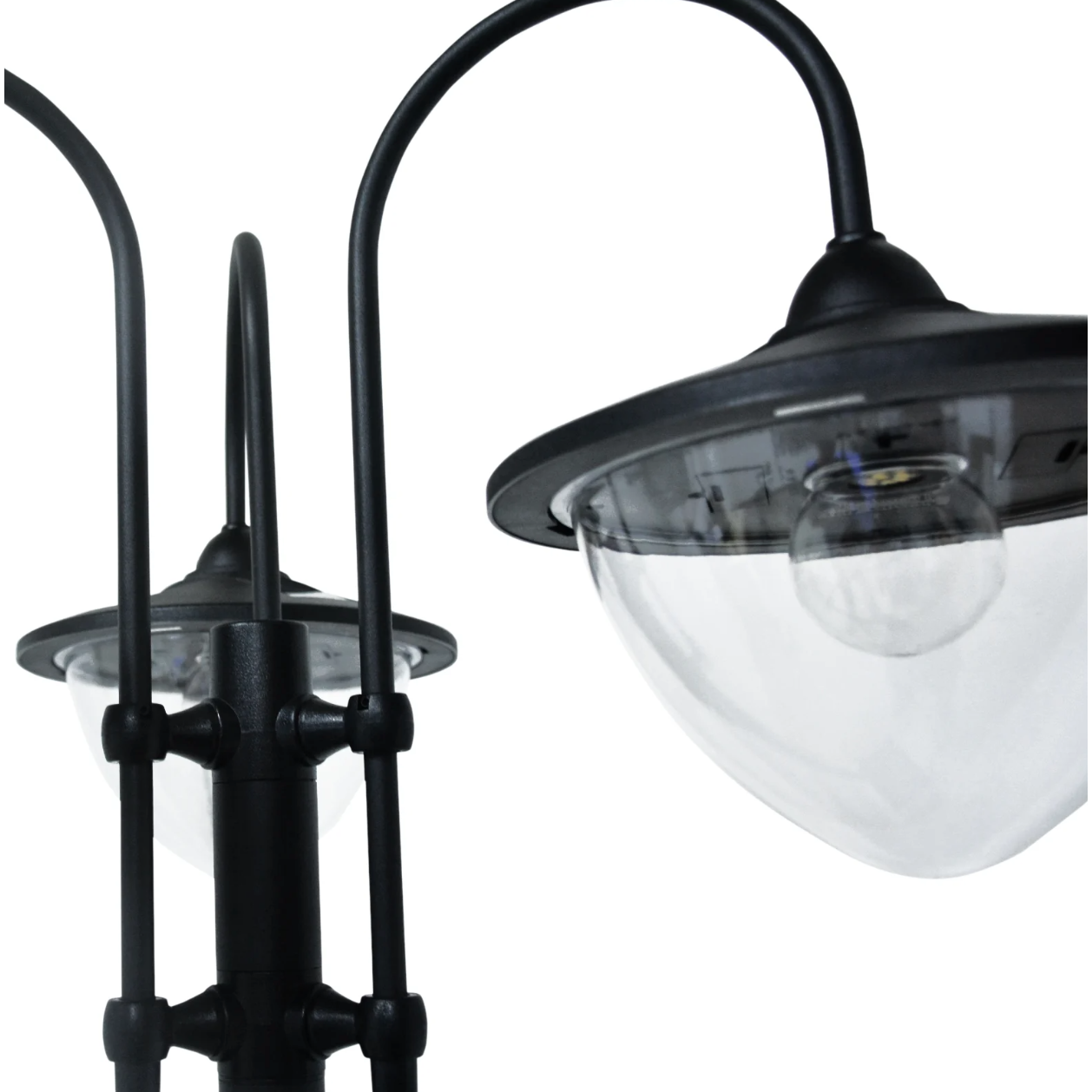 Nancy's Azusa Tuinlamp - Buitenverlichting - Solarlight - 3-Kops - Bloempotvoet - Waterdicht - RVS -  Zwart - 60 x 55 x 189 cm