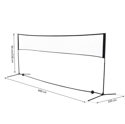 Nancy's Badmintonnet - Volleybalnet - Tennisnet - Draagbaar - 2 Hoogtes - Draagtas - 94/158 x 400 x 60 cm
