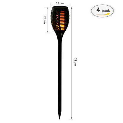 Nancy's Justice Tuinlampen - Set Van 4 - Zonne-Energie - Tuinfakkel - 51 LEDS - Waterdicht - Kunststof - Zwart