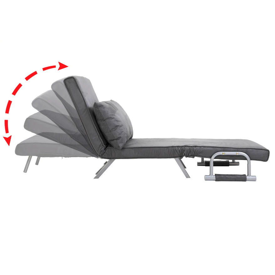 Nancy's Minneola Relaxfauteuil - Logeerbed opklapbaar- Slaapbank - Grijs - Kunstleer