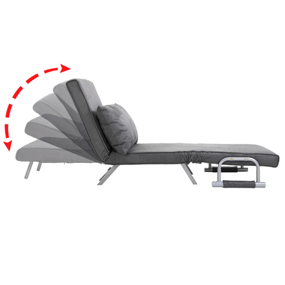 Nancy's Minneola Relaxfauteuil - Logeerbed opklapbaar- Slaapbank - Grijs - Kunstleer