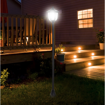 Lanterne de jardin Muscoy de Nancy - Énergie solaire - LED - Éclairage extérieur - 6-8 heures - Acier inoxydable - 177 cm de haut 