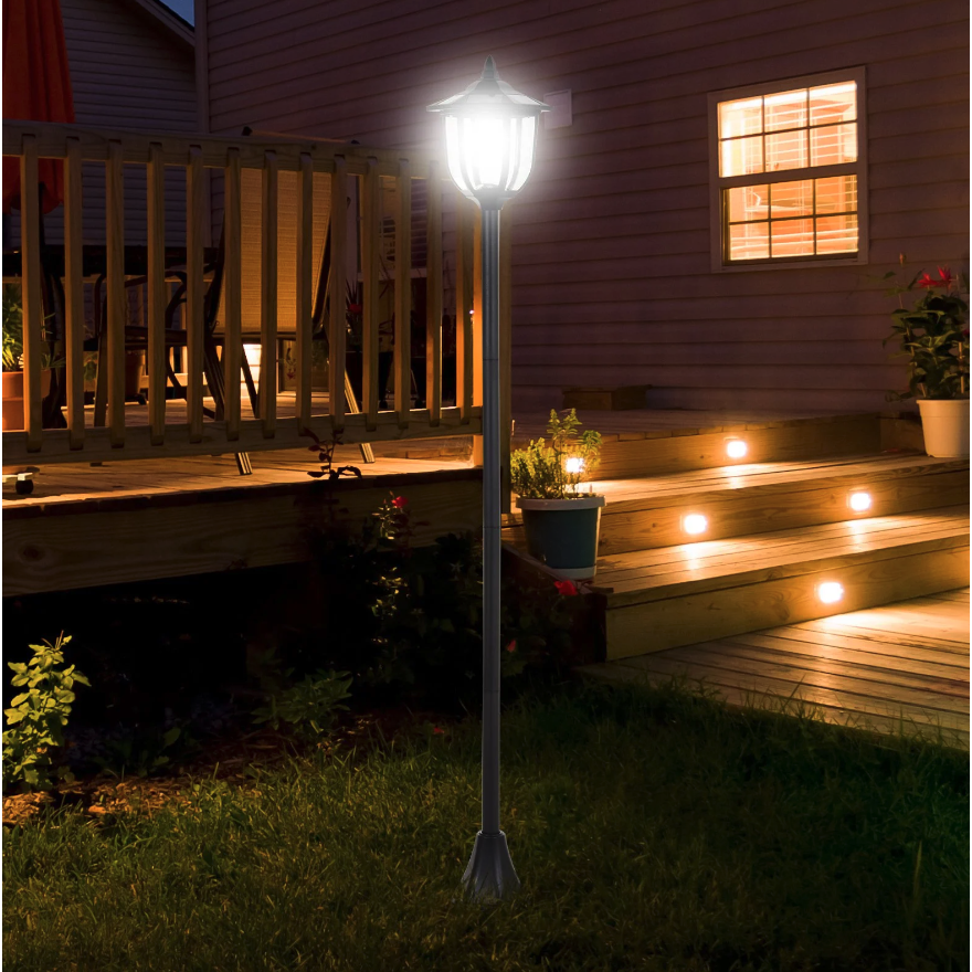 Nancy's Muscoy Tuinlantaarn - Zonne-Energie - LED - Buitenverlichting - 6-8 Uur - RVS - 177 cm Hoog