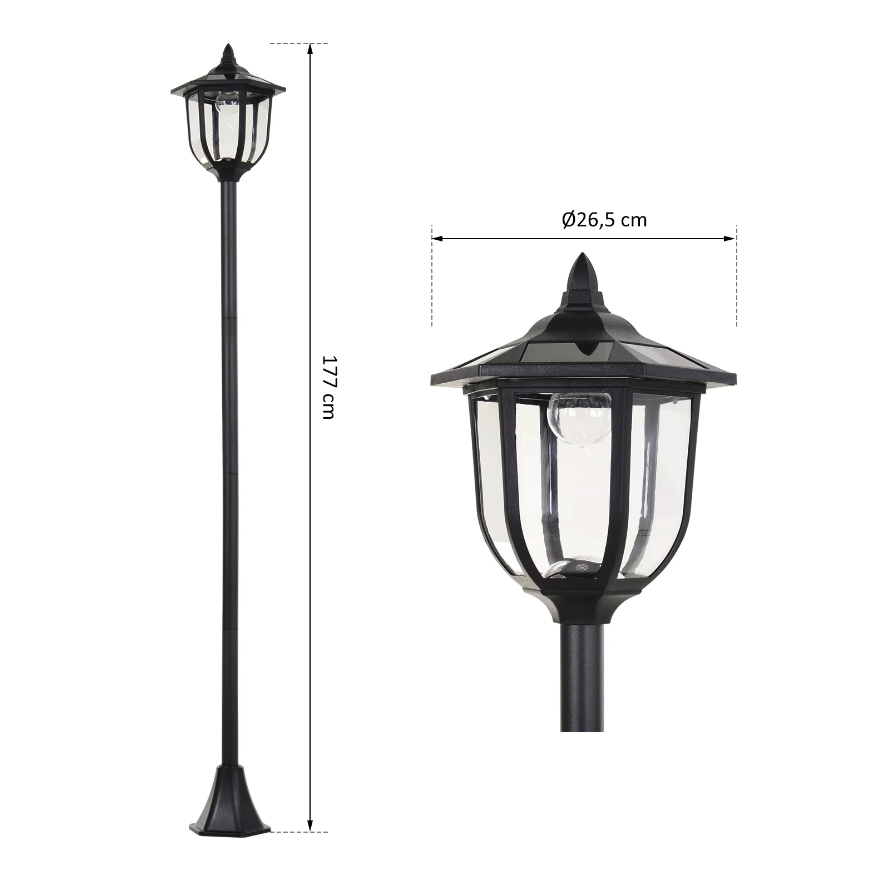 Nancy's Muscoy Tuinlantaarn - Zonne-Energie - LED - Buitenverlichting - 6-8 Uur - RVS - 177 cm Hoog