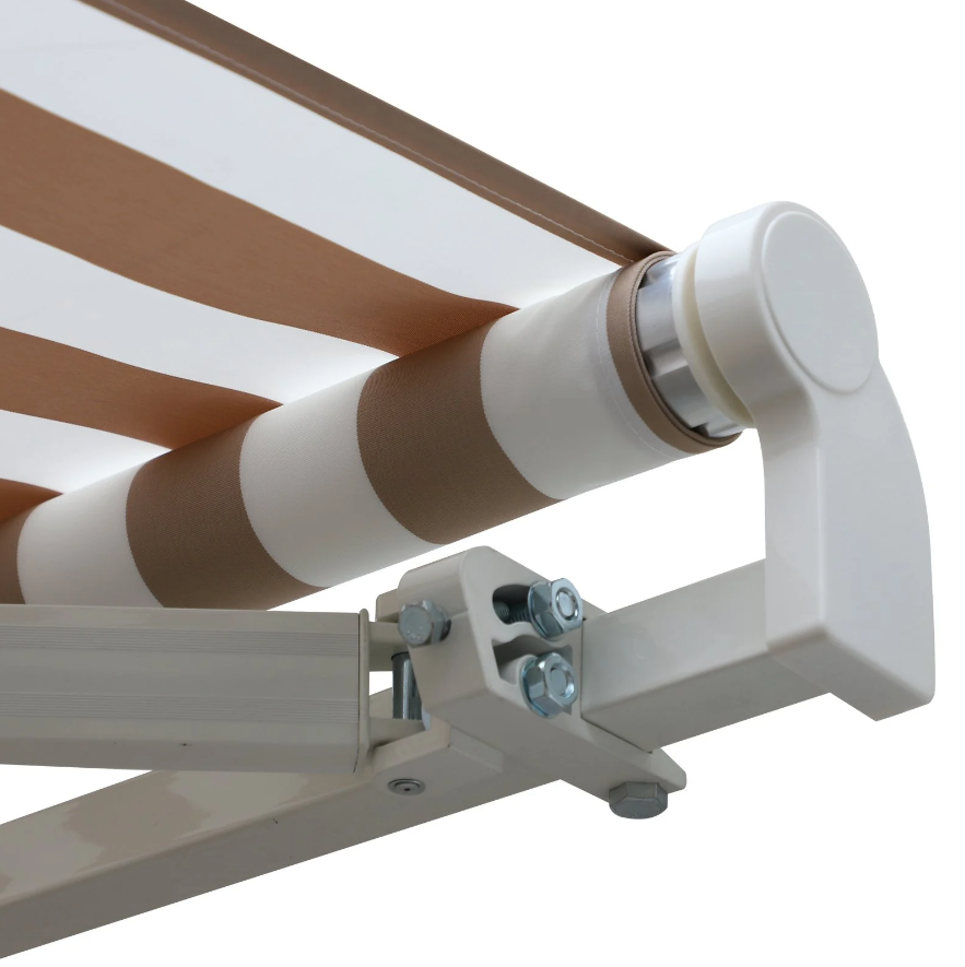 Nancy's Elkhorn Awning - Sun protection - Hand crank - Articulating arm - Electric - Aluminum - Sun protection - Beige - White - 300 cm wide