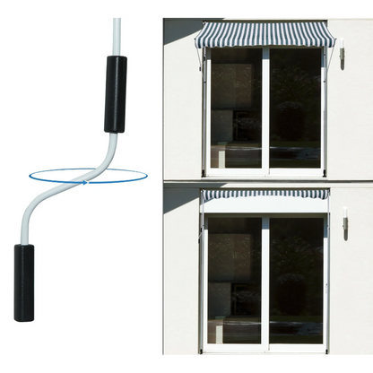 Nancy's Gatesville Luifel - Zonwering - Knikarm - Handslinger - Aluminium - Blauw/Groen - Wit - 3 x 1.5 m