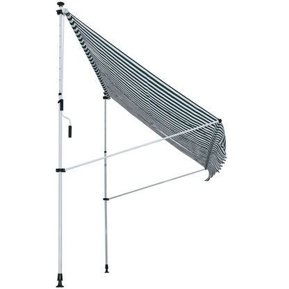 Nancy's Gatesville Awning - Sun protection - Articulating arm - Hand crank - Aluminum - Blue/Green - White - 300 cm wide