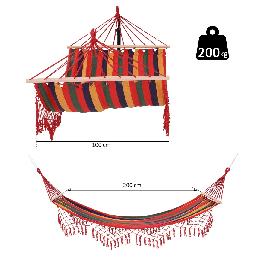 Nancy's Holy Hill Hangmat - Weerbestendig - UV-Bestendig - Katoen - Meerkleurig - 200 x 100 cm