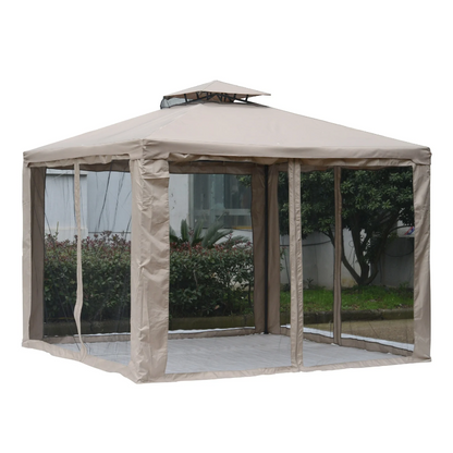 Nancy's Speedway Garden Pavilion - Party Tent - 4x Side Wall - Weatherproof - Gray Brown - ± 300 x 300 cm
