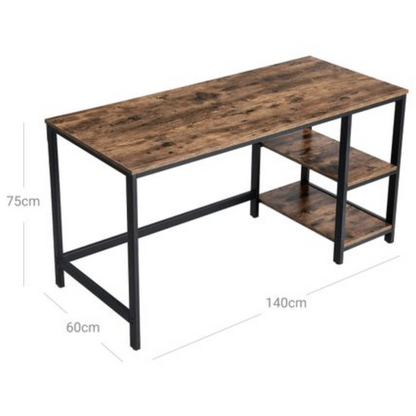 Nancy's Orchards Bureau - Computertafel - Opbergruimte - Bruin / Zwart - 140 x 60 x 75 cm