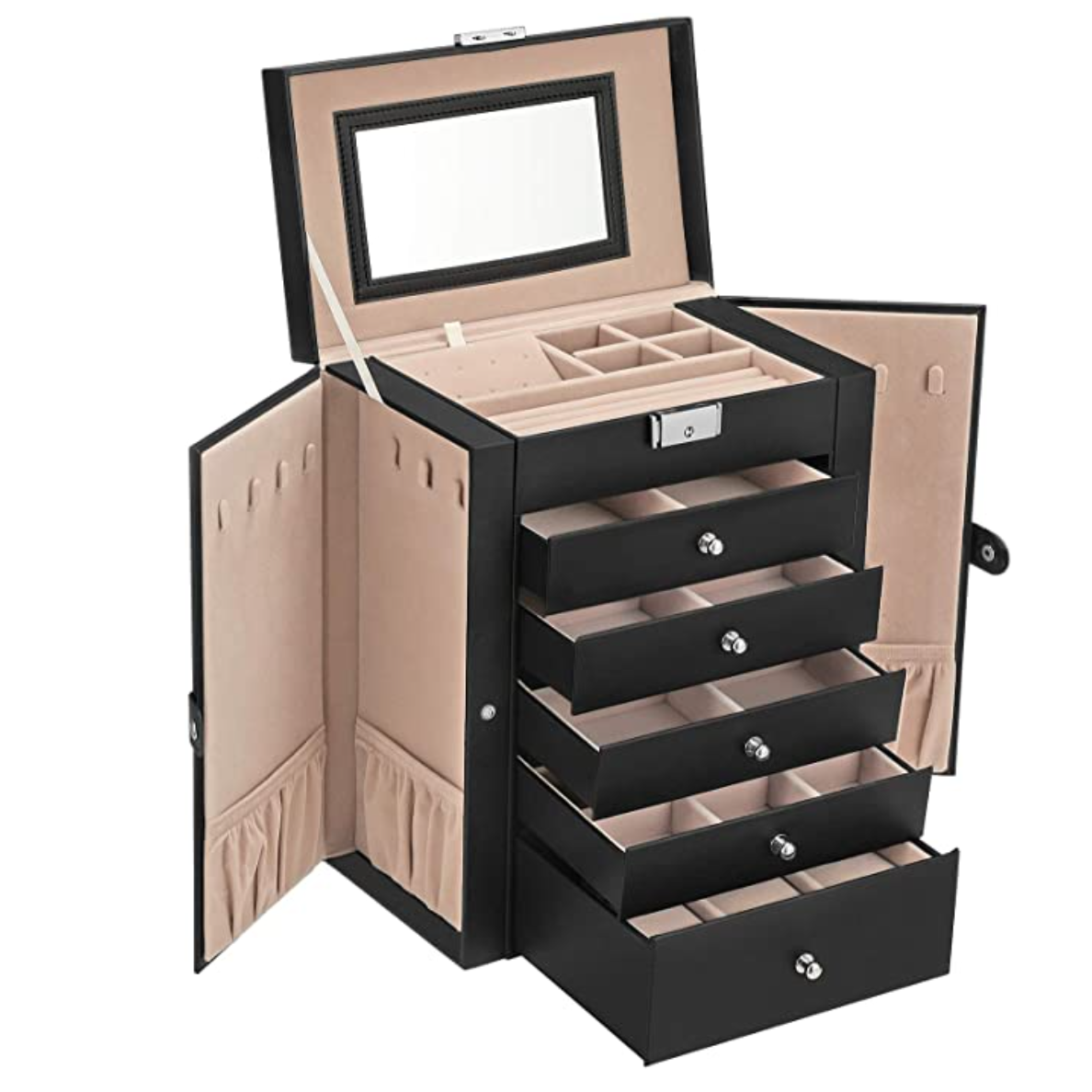 Nancy's Burnaby Sieradendoos - Juwelendoos - Sieraden Organizer - Zwart - Fluweel