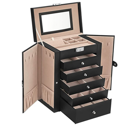Nancy's Burnaby Sieradendoos - Juwelendoos - Sieraden Organizer - Zwart - Fluweel