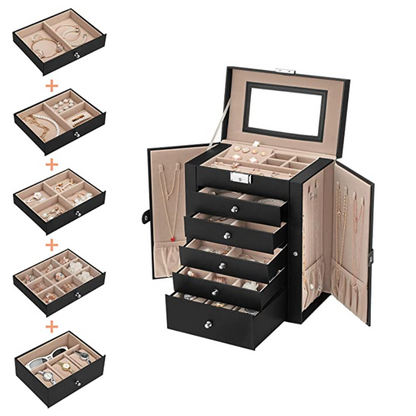Nancy's Burnaby Sieradendoos - Juwelendoos - Sieraden Organizer - Zwart - Fluweel