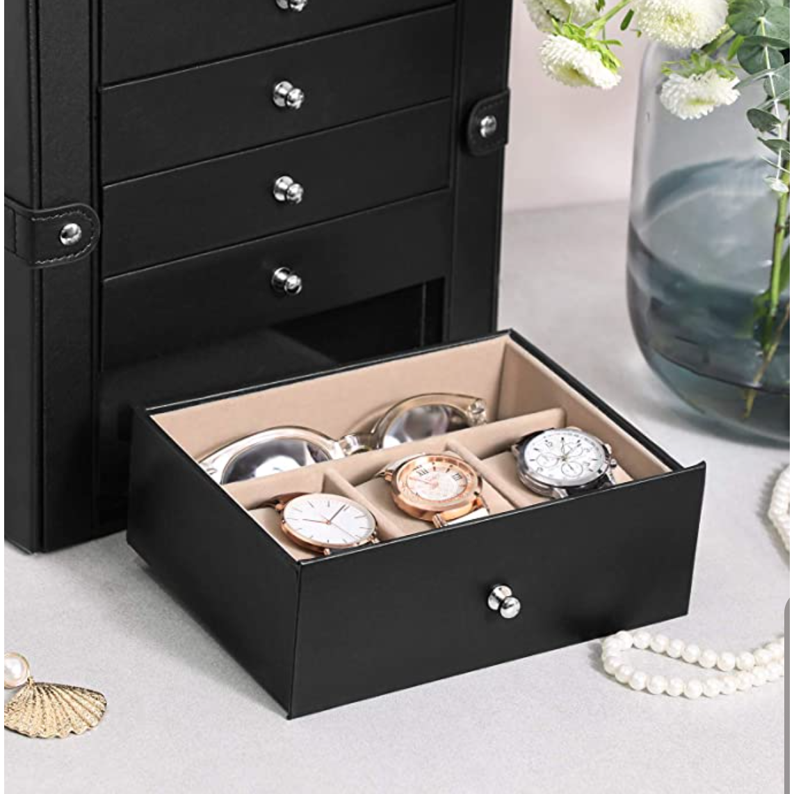 Nancy's Burnaby Sieradendoos - Juwelendoos - Sieraden Organizer - Zwart - Fluweel