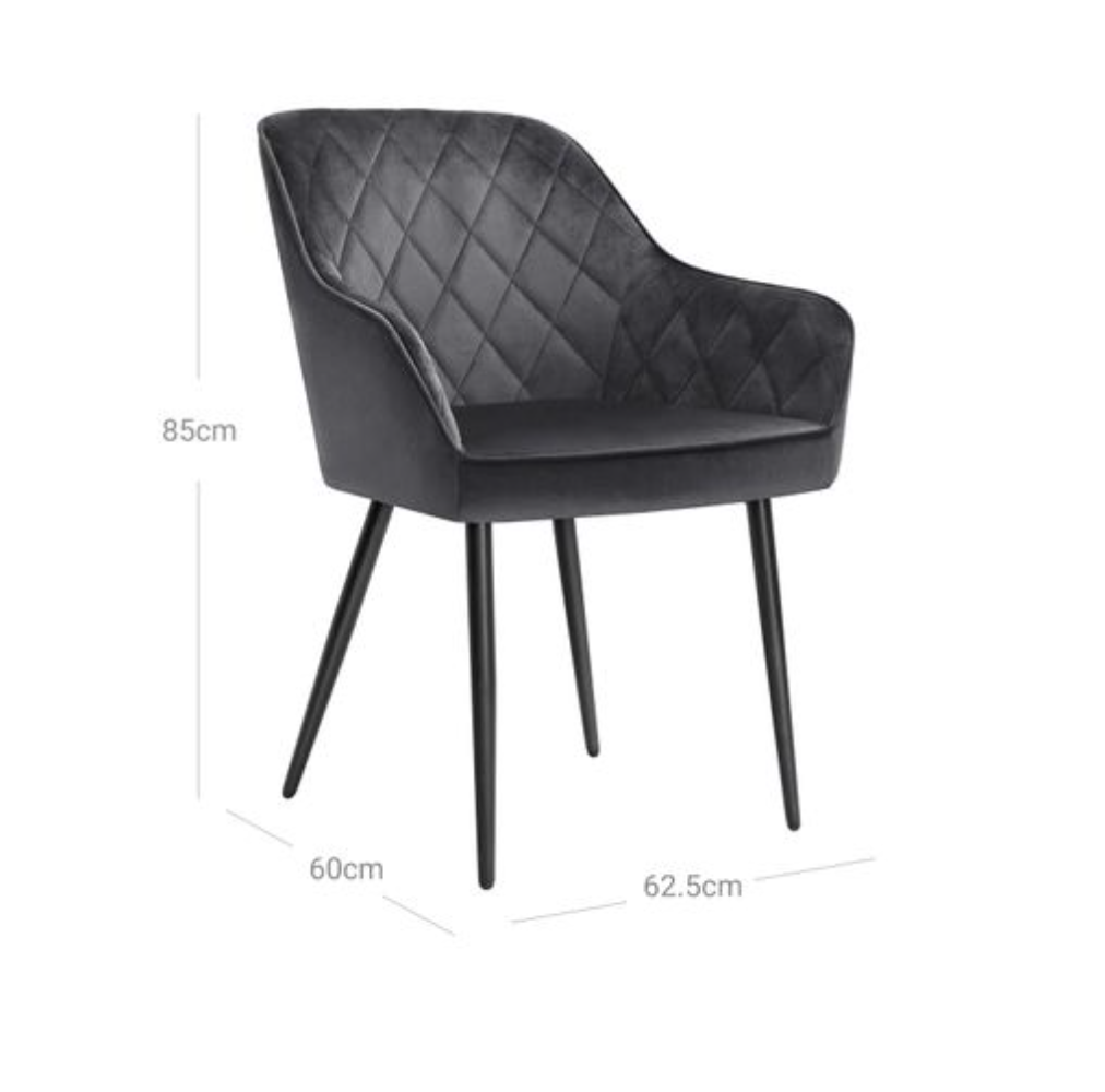 Nancy's Harlem Dining room chair - Armchair - Upholstered - Armrests - Metal - Velvet - Gray - 62.5 x 60 x 85 cm