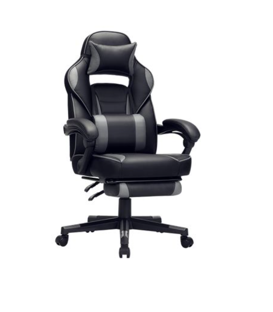 Nancy's Chauvin Gaming chair - Office chair - Swivel chair - Footrest - Headrest - Lumbar cushion - Ergonomic - Height adjustable - Black - 67 x 66 x (116-126) cm 