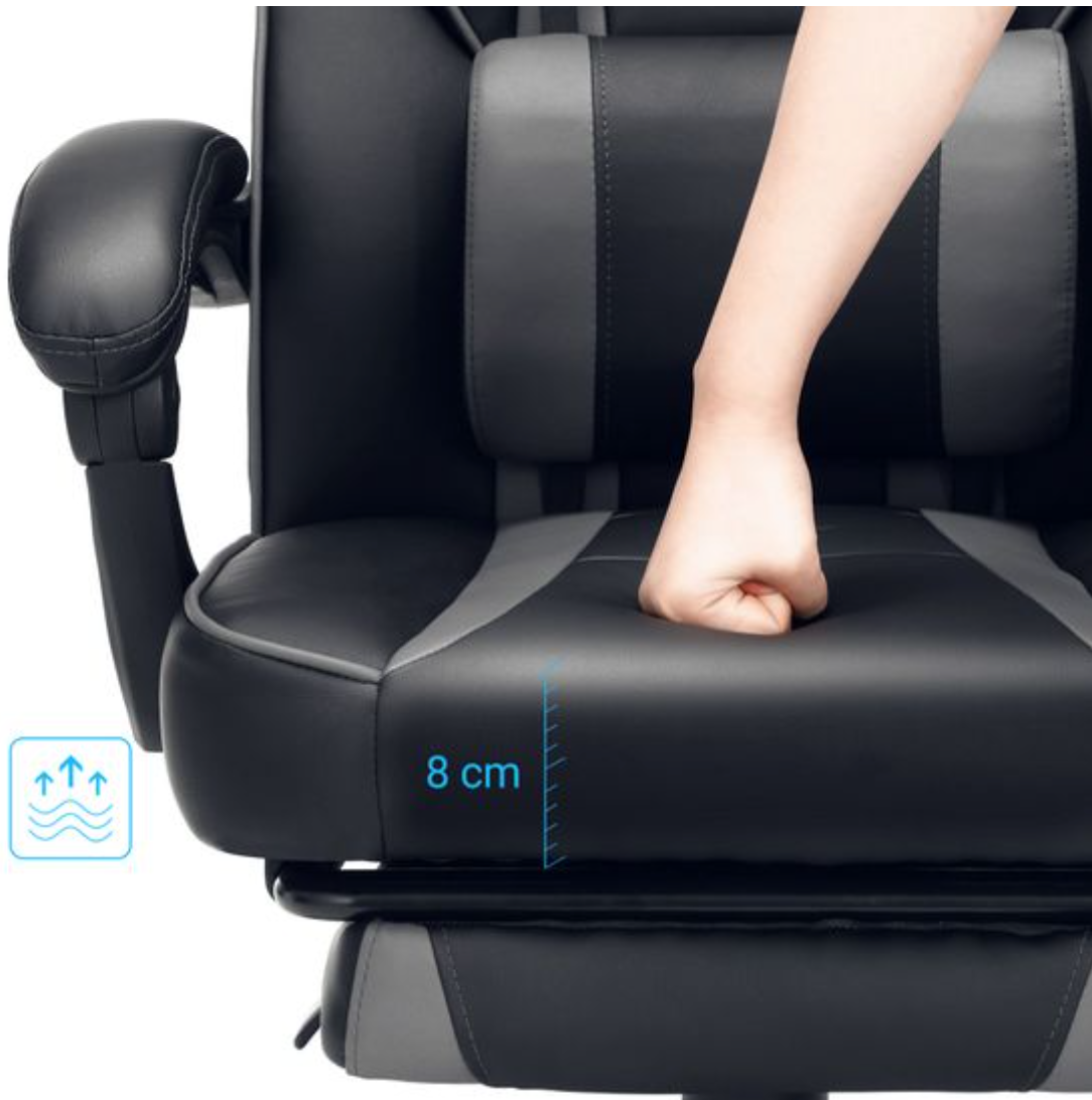 Nancy's Chauvin Gamestoel - Bureaustoel - Verstelbaar - Ergonomisch - Lendenkussen - Zwart / Grijs