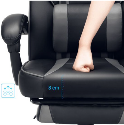 Chaise de jeu Nancy's Chauvin - Chaise de bureau - Chaise pivotante - Repose-pieds - Appui-tête - Coussin lombaire - Ergonomique - Hauteur réglable - Noir - 67 x 66 x (116-126) cm 