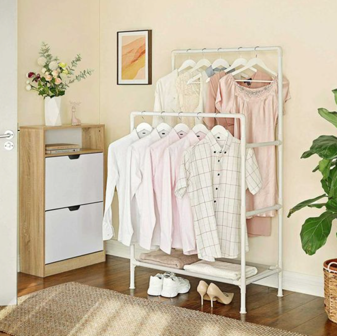 Nancy's Hammell Kledingrek - Garderoberek - Kledingstangen - Wit - Staal - ± 85 x 45 x 155 cm