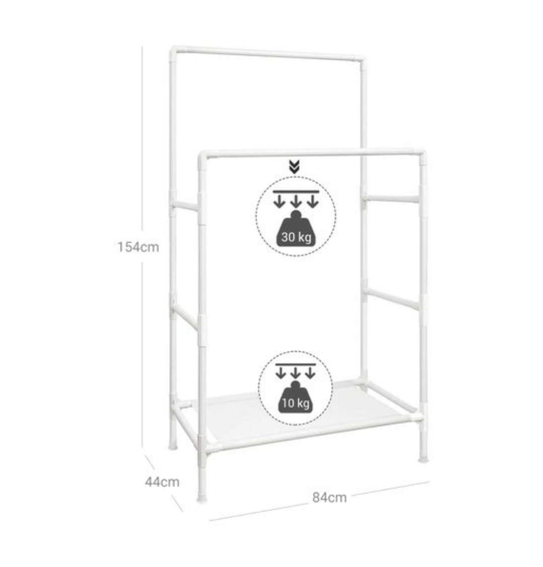 Nancy's Hammell Kledingrek - Garderoberek - Kledingstangen - Wit - Staal - ± 85 x 45 x 155 cm